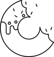 Illustration of Donut Icon In Black Outline. vector