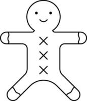 Gingerbread Icon In Black Line Art. vector
