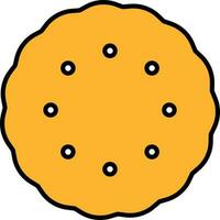 Flat Style Round Cookie Icon In Yellow Color. vector