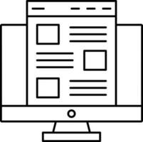 plano estilo sitio web en escritorio icono. vector