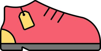 Hang Tag With Sports Shoes Icon In Red And Yellow Color. vector