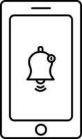 Flat Style Notification Bell In Smartphone Icon. vector