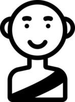 Monk Character Icon In Black And White Color. vector