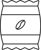 Coffee Bean Packet Icon in Thin Line Art. vector