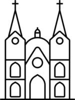 Flat Style Church Icon in Line Art. vector