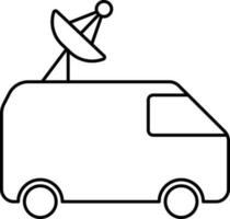 Satellite Bus Icon in Black Outline. vector