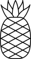 Black Line Art Illustration of Pineapple icon. vector