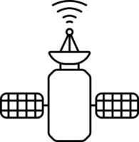 Black Line Art Illustration of Satellite Icon. vector