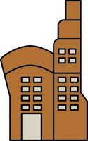 Apartment Building Icon In Brown Color. vector