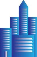 Skyscraper Building Icon In Blue And Gray Color. vector