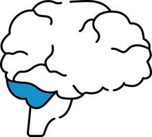 Brain Icon In Blue And White Color. vector