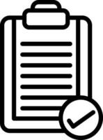 Approved Clipboard Icon In Black Line Art. vector