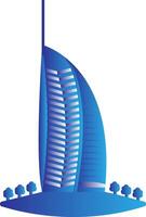 Burj Al Arab Icon In Blue And Gray Color. vector