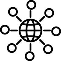 Global Networking Icon In Black Line Art. vector