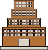 Apartment Building Icon In Brown Color. vector