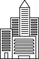 Skyscraper Building Icon In Black Outline. vector