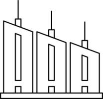 plano estilo edificio icono en negro describir. vector