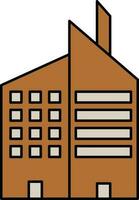 Buildings Icon In Brown Color. vector