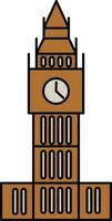 Clock Tower Icon In Brown Color. vector