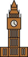 Clock Tower Icon In Brown Color. vector