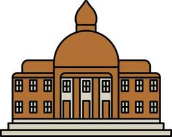 University Building Icon In Brown Color. vector