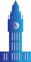 Clock Tower Icon In Blue And Gray Color. vector