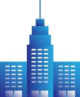 rascacielos edificio icono en azul y gris color vector