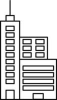 Skyscraper Building Icon In Black Line Art. vector