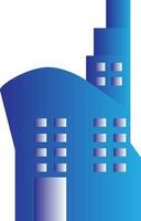 Apartment Building Icon In Blue And Gray Color. vector