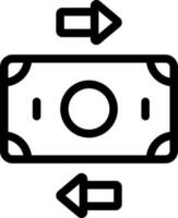 dinero transacción icono en negro línea Arte. vector