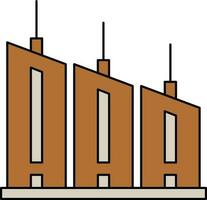 plano estilo edificio icono en marrón color. vector