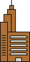 Modern Building Icon In Brown Color. vector