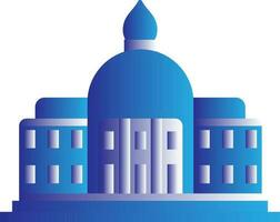 University Building Icon In Blue And Gray Color. vector