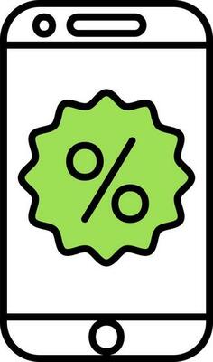 Green And White Color Online Discount In Smartphone Icon.