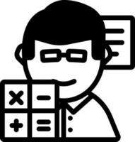 Accountant Man Icon In Black And White Color. vector