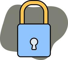 Blue And Yellow Color Padlock Icon On Gray Background. vector