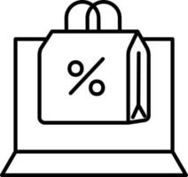 Black Line Art Online Shopping In Laptop Icon. vector