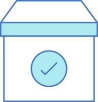 Approve Parcel Icon In Blue And White Color. vector