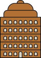 Isolated Building Icon In Brown Color. vector