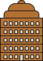 Isolated Building Icon In Brown Color. vector