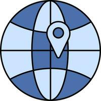 Illustration Of World Location Icon In Blue Color. vector