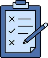 Clipboard List With Pencil Icon In Blue Color. vector