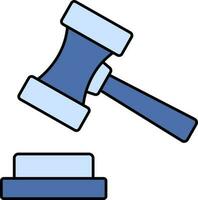 Blue Judge Gavel Or Action Icon. vector