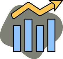 Blue And Yellow Color Growth Bar Graph Icon On Gray Background. vector