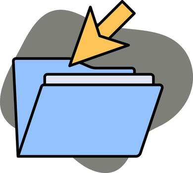 Blue And Yellow Color Add File Folder Icon On Gray Background. vector