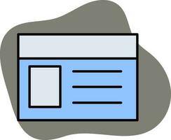 Blue Color ID Card Or Webpage Icon On Gray Background. vector