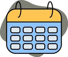 Blue And Yellow Color Calendar Icon On Gray Background. vector