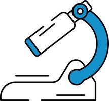 Microscope Icon In Blue And White Color. vector