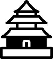 Vector Illustration Of Buddhist Temple Or Pagoda Icon In Black And White Color.