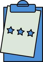 Blue And Gray Color Star Rating Paper In Clipboard Icon. vector